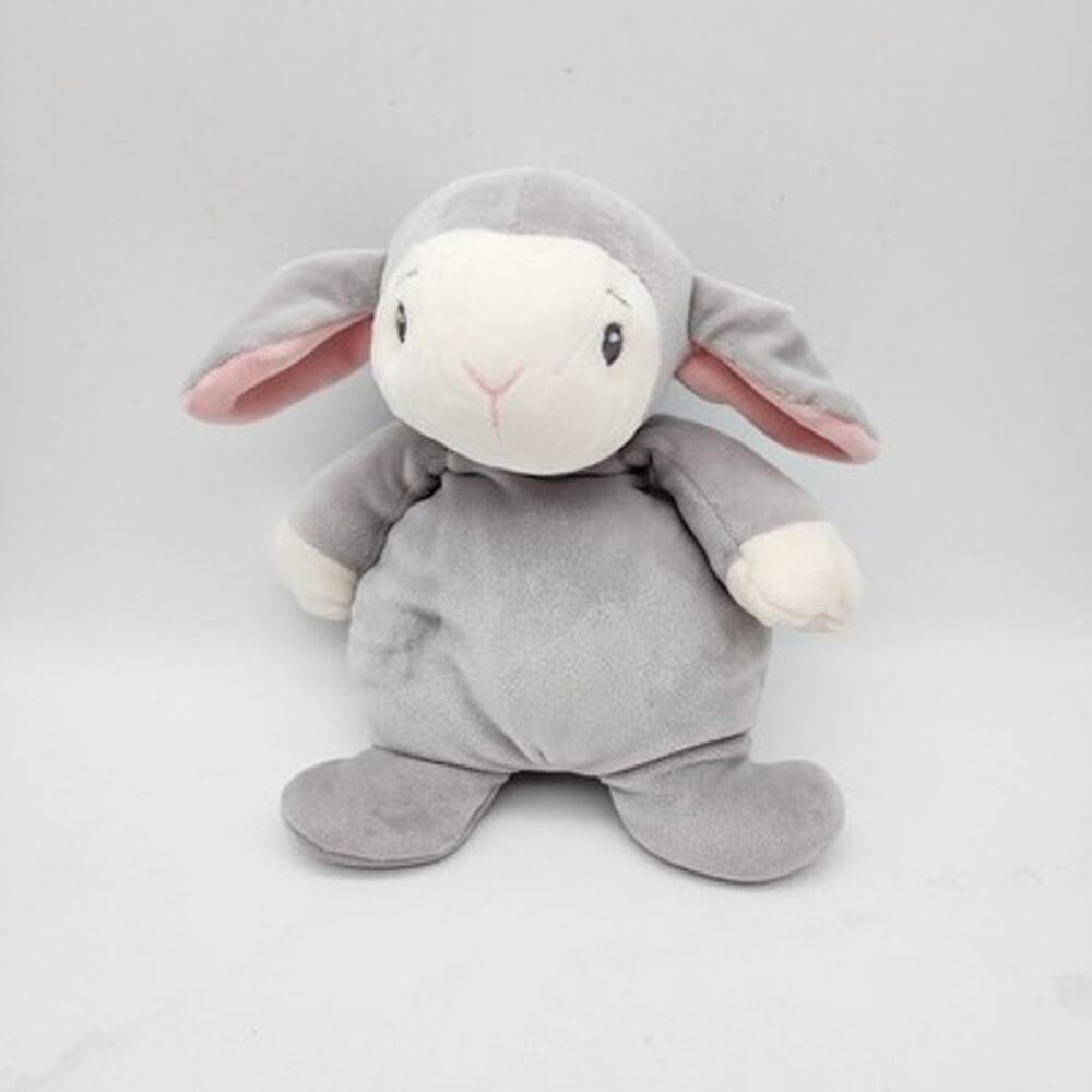 Baby Ganz Velvet Hugs Lamb Sheep Plush 8" Gray Fur Sewn Eyes Lovey Toy BGE10371